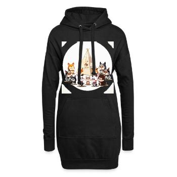 Tierische Lagerfeuer Runde - Hoodie-Kleid - Schwarz - Vorne