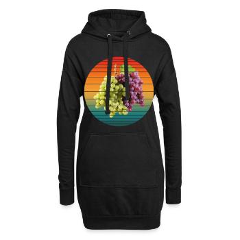 Traubenfrüchte - Hoodie-Kleid - Schwarz - Vorne