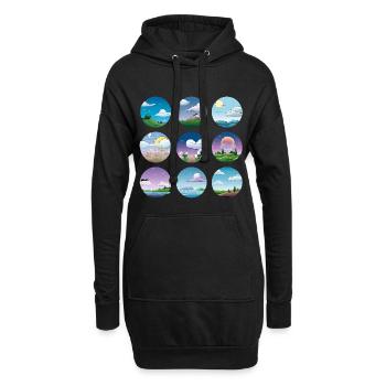 Collection Paysages Circulaires Jour Nuit - Sweat-shirt à capuche long Femme - noir - Devant