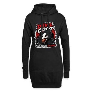 Teufels-Blässhühn – lustiges Karpfenfischen-Design - Hoodie-Kleid - Schwarz - Vorne