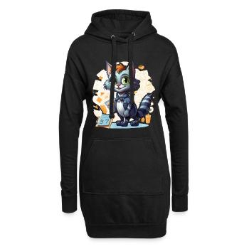 Bürokatze im Anzug - Hoodie-Kleid - Schwarz - Vorne