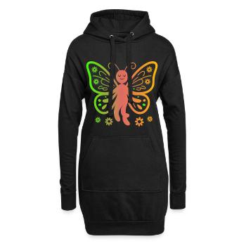 Regenbogen Schmetterling Magie - Hoodie-Kleid - Schwarz - Vorne