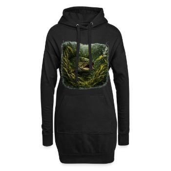Hecht-Hinterhalt-Räuberfisch-Design - Hoodie-Kleid - Schwarz - Vorne
