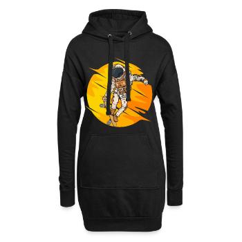 Astronaut Skateboard Sprung - Hoodie-Kleid - Schwarz - Vorne
