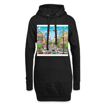 Futuristische Stadtflug-Parade - Hoodie-Kleid - Schwarz - Vorne