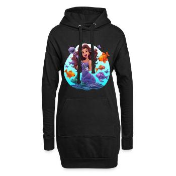 Meeresmusikerin mit Mikrofon - Hoodie-Kleid - Schwarz - Vorne