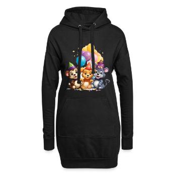 Tierfreunde Geburtstagsbande - Hoodie-Kleid - Schwarz - Vorne