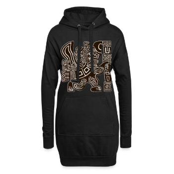 Guerrier Aztèque Aigle Ancien Totem Tribal - Sweat-shirt à capuche long Femme - noir - Devant