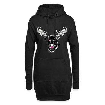 Elch-Rentier-Maskottchen-Logo Sportspiel - Hoodie-Kleid - Schwarz - Vorne