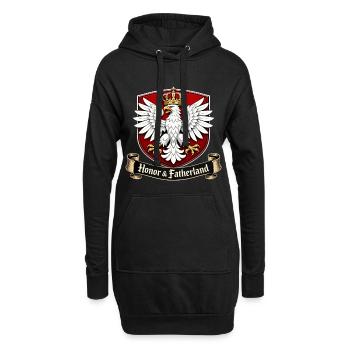 Couronne de l’aigle polonaise – Honneur & patrie - Sweat-shirt à capuche long Femme - noir - Devant