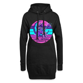Astronaut Gitarre Weltall Rock Musik - Hoodie-Kleid - Schwarz - Vorne