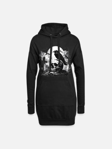 Rabe auf dem Nachtgrab - Hoodie-Kleid - Schwarz