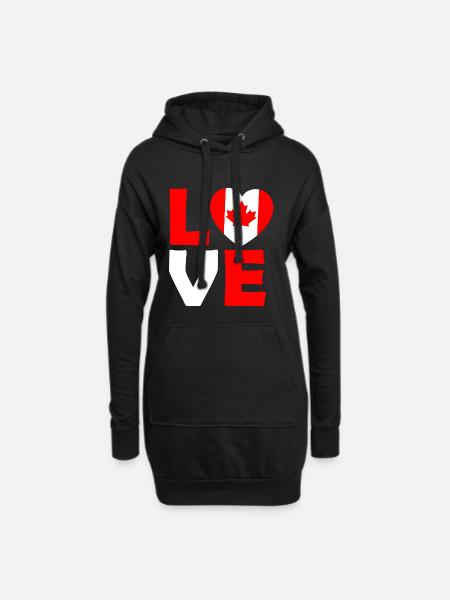 Canada Liebe: Herz mit Ahornblatt - Hoodie-Kleid - Schwarz