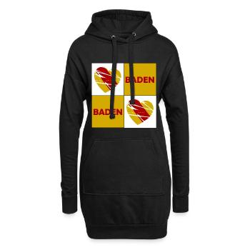 Baden Herz Quadrat - Hoodie-Kleid - Schwarz - Vorne