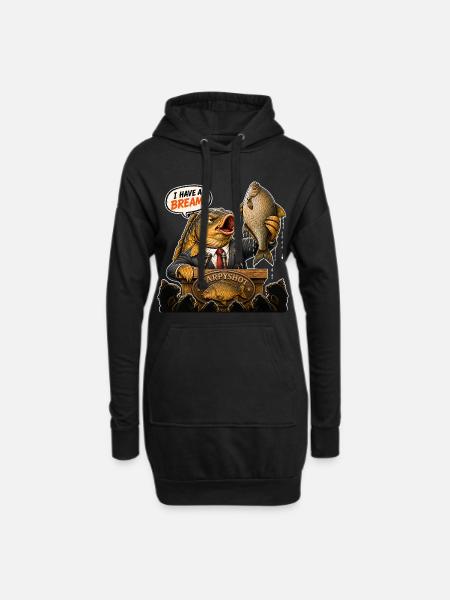 Karpfenfischen-Brassen-Humor - Hoodie-Kleid - Schwarz