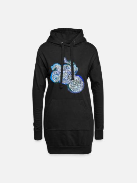 Zentangle Motorcycle - Hoodie Dress - black