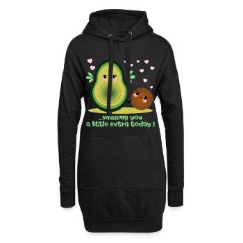 Dich vermissen – Avocado-Beziehung - Hoodie-Kleid - Schwarz - Vorne