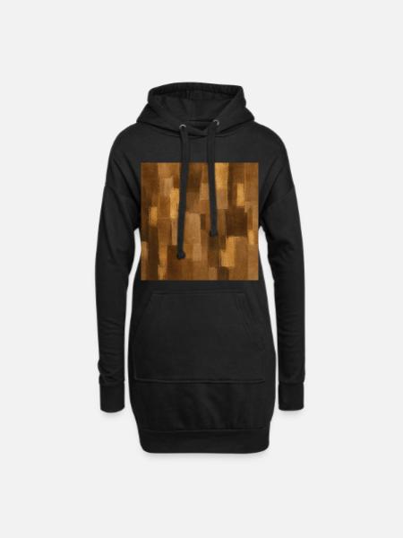 Abstract Brown Patchwork - Hoodie Dress - black