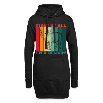 Tout d’abord, je suis un vrai plaisir - Sweat-shirt à capuche long Femme - noir - Devant