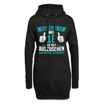 18 Jahre 18. Geburtstag Mann Frau 18 Jahre - Hoodie-Kleid - Schwarz - Vorne