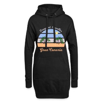 Gran Canaria Palmenstrand Retro - Hoodie-Kleid - Schwarz - Vorne