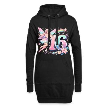 Elfe du 16e anniversaire – Design graphique pastel - Sweat-shirt à capuche long Femme - noir - Devant