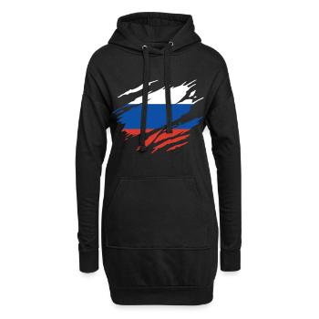 Russie Drapeau Russe - Sweat-shirt à capuche long Femme - noir - Devant