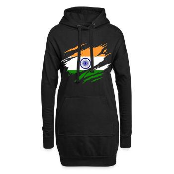 Inde Drapeau Indien Indienne - Sweat-shirt à capuche long Femme - noir - Devant