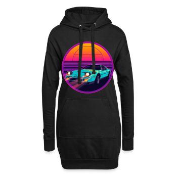 Design rétro des années 80 Synthwave style JDM - Sweat-shirt à capuche long Femme - noir - Devant