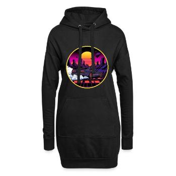 Design de voitures de sport rétro cyberpunk des années 80 surpassées - Sweat-shirt à capuche long Femme - noir - Devant
