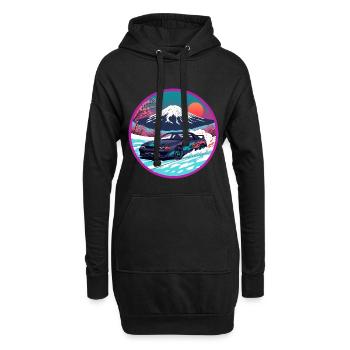 Art rétro des années 90 JDM Mt Fuji Skyline R32 Synthwave - Sweat-shirt à capuche long Femme - noir - Devant