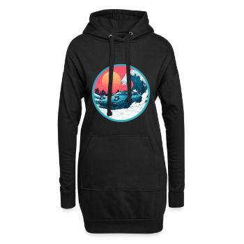 Retro 90er JDM NSX Great Wave Sunset Emblem - Hoodie-Kleid - Schwarz - Vorne