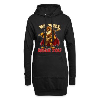 Nous On Va Rugir Drôle, Lion Gladiator Mascotte - Sweat-shirt à capuche long Femme - noir - Devant