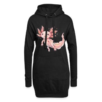 Mignon bébé axolotl rose en style aquarelle - Sweat-shirt à capuche long Femme - noir - Devant