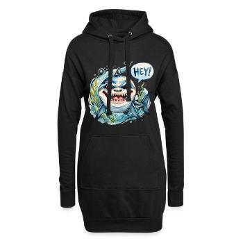 Le requin coquin dit bonjour en aquarelle - Sweat-shirt à capuche long Femme - noir - Devant