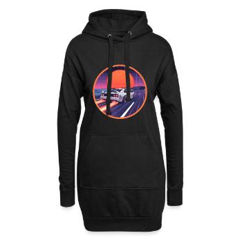 Retro 80er Cyber Supercar Neon Highway Emblem - Hoodie-Kleid - Schwarz - Vorne