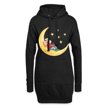 Lapin sur la lune avec du cacao - Sweat-shirt à capuche long Femme - noir - Devant