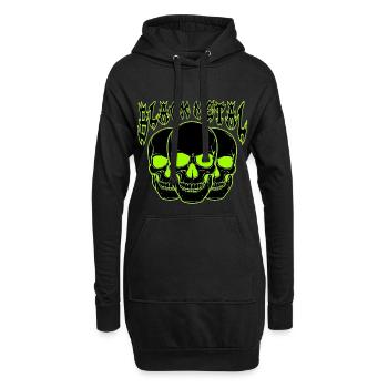 Neon-Schädel-Trio Black Metal  - Hoodie-Kleid - Schwarz - Vorne
