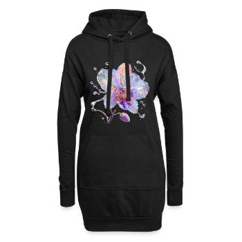 Irisierende Orchidee in Wassersplittern - Hoodie-Kleid - Schwarz - Vorne