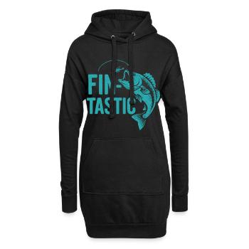 Fin-tastique ! Drôle de pêcheur et design de poisson géant - Sweat-shirt à capuche long Femme - noir - Devant