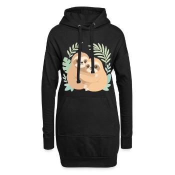 Mignons paresseux : câlinés dans la jungle pastel - Sweat-shirt à capuche long Femme - noir - Devant