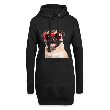 Carlin cool avec des lunettes de soleil rouges - Sweat-shirt à capuche long Femme - noir - Devant