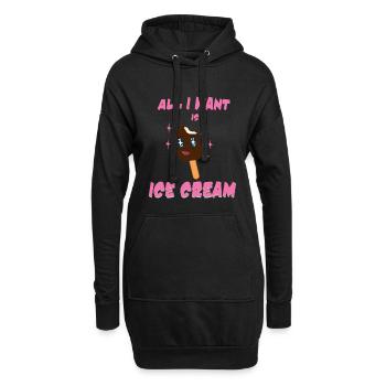 Ich will Eiscreme Eis Schoko Sommer Schmelzen - Hoodie-Kleid - Schwarz - Vorne