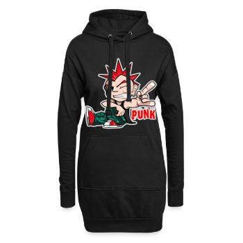 Punk Musik Punker Punkrock Irokesenschnitt Rocker - Hoodie-Kleid - Schwarz - Vorne