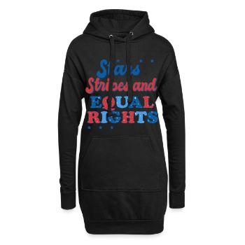 Rayures étoilées et égalité - Sweat-shirt à capuche long Femme - noir - Devant