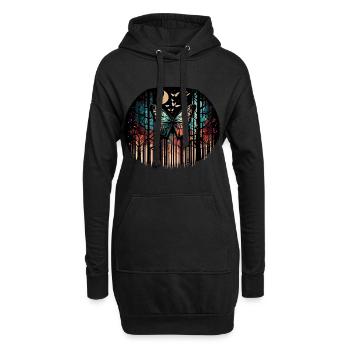 Geometrischer Schmetterling mit Mond im Wald - Hoodie-Kleid - Schwarz - Vorne