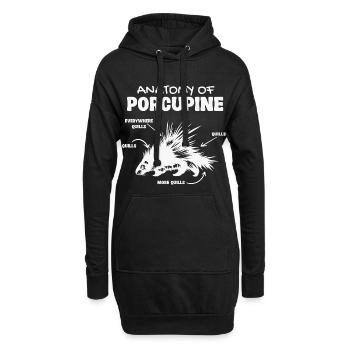 Anatomie Des Stachelschweins Naturliebhaber Stich - Hoodie-Kleid - Schwarz - Vorne
