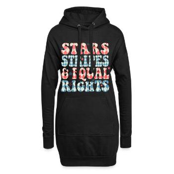 Rayures étoilées et égalité - Sweat-shirt à capuche long Femme - noir - Devant