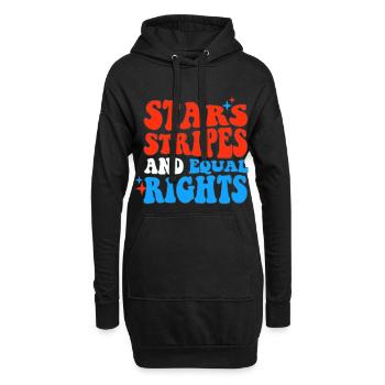 Rayures étoilées et égalité - Sweat-shirt à capuche long Femme - noir - Devant