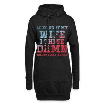 En regardant ma femme, je me dis que c’est bon sang - Sweat-shirt à capuche long Femme - noir - Devant